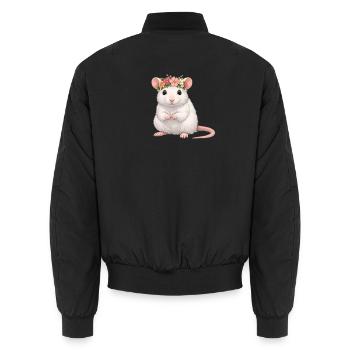 Rat - Unisex Bomber Jacket - black - Back - AI Model Male 185 light (185cm)