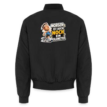 Laufen Spruch Morgen ist noch ein Kilometer Humor - Unisex Bomberjacke - Schwarz - Hinten - AI Model Male 185 light (185cm)
