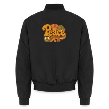 peace - Unisex Bomber Jacket - black - Back - AI Model Male 185 light (185cm)