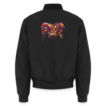 Straßen-Widder - Unisex Bomberjacke - Schwarz - Hinten - AI Model Male 185 light (185cm)