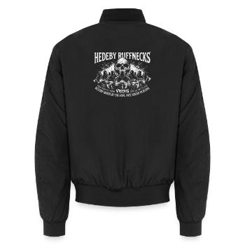 Hedeby Ruffnecks - Unisex Bomberjacke - Schwarz - Hinten - AI Model Male 185 light (185cm)