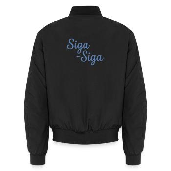 Siga Siga Griechisches Zitat: Nimm es locker - Unisex Bomberjacke - Schwarz - Hinten - AI Model Male 185 light (185cm)