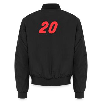 Nummer 20 fett in Rot - Unisex Bomberjacke - Schwarz - Hinten - AI Model Male 185 light (185cm)
