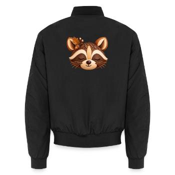 Waschbär in herbstlicher Natur-Optik  - Unisex Bomberjacke - Schwarz - Hinten - AI Model Male 185 light (185cm)