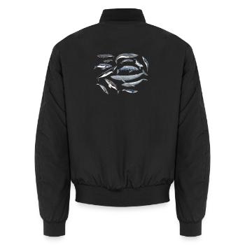 Familie Wale - Whale Familie - Baleines - Unisex Bomberjacke - Schwarz - Hinten - AI Model Male 185 light (185cm)