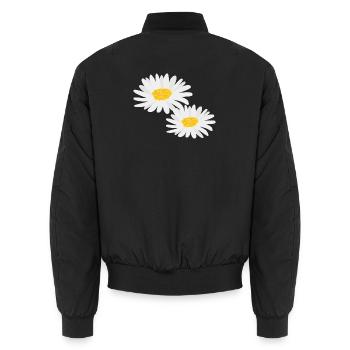 Flower Daisies - Unisex Bomber Jacket - black - Back - AI Model Male 185 light (185cm)