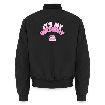 It's My Birthday Shirt | Birthday with cake - Unisex Bomber Jacket - black - Back - AI Model Male 185 light (185cm)