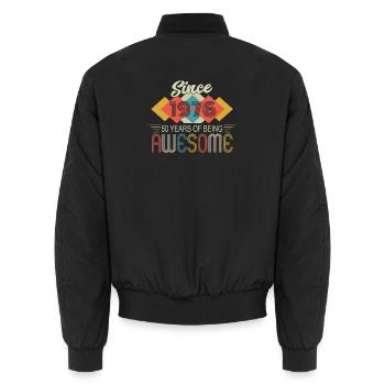 50th Birthday Vintage 1976 Retro Vintage - Unisex Bomber Jacket - black - Back - AI Model Male 185 light (185cm)