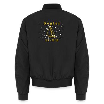 Sailing Sailor Sailboat Captain Zodiac Sign - Unisex Bomber Jacket - black - Back - AI Model Male 185 light (185cm)