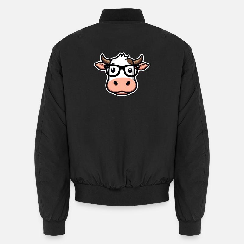 Cow with glasses - Unisex Bomber Jacket - black