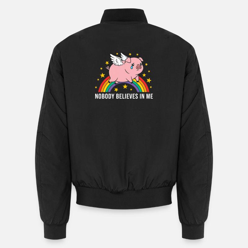 Sad Winged Pig Over Rainbow Unisex Bomber Jacket