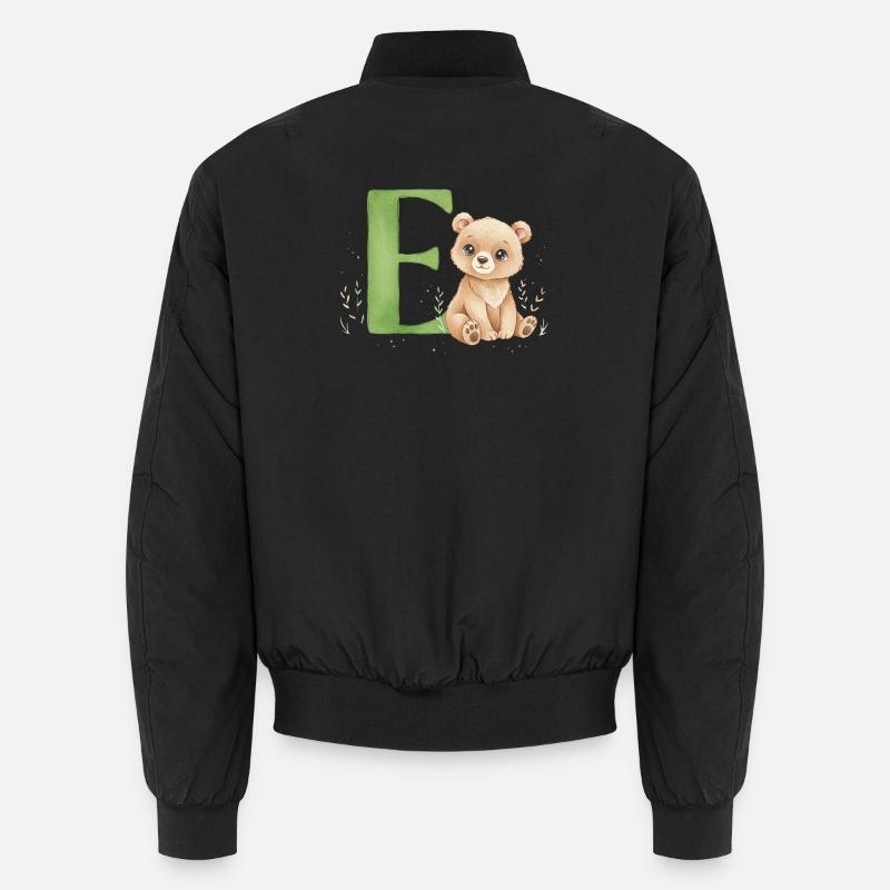 E with Teddy: Playful Letter E Unisex Bomber Jacket