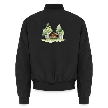 Back to Basics Cabin in Woods - Unisex Bomber Jacket - black - Back - AI Model Male 185 light (185cm)
