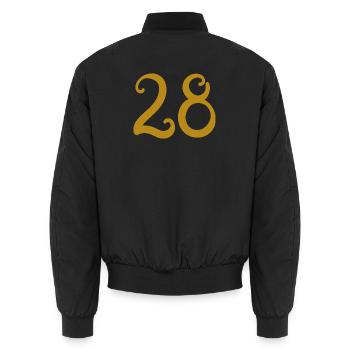 28 - Unisex Bomber Jacket - black - Back - AI Model Male 185 light (185cm)