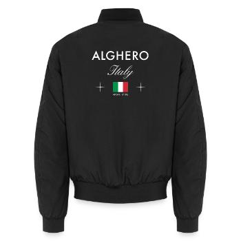 Alghero Sardinien Koordinaten Reise Souvenir - Unisex Bomberjacke - Schwarz - Hinten - AI Model Male 185 light (185cm)