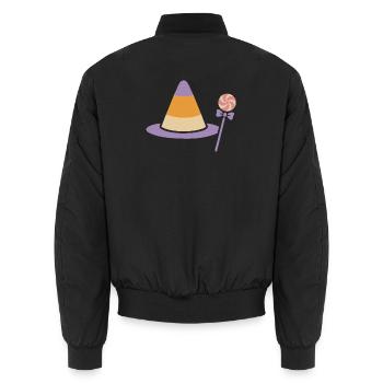 Candy Corn Hut – Süßes Halloween Symbol - Unisex Bomberjacke - Schwarz - Hinten - AI Model Male 185 light (185cm)