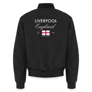 Liverpool England Koordinaten Reise Souvenir - Unisex Bomberjacke - Schwarz - Hinten - AI Model Male 185 light (185cm)