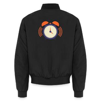 Wecker - Unisex Bomberjacke - Schwarz - Hinten - AI Model Male 185 light (185cm)