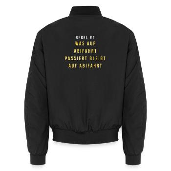 Regel 1: Was Abifahrt Bleibt - Unisex Bomberjacke - Schwarz - Hinten - AI Model Male 185 light (185cm)