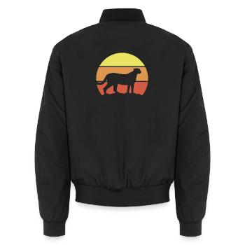 Gepard Retro Style - Unisex Bomberjacke - Schwarz - Hinten - AI Model Male 185 light (185cm)