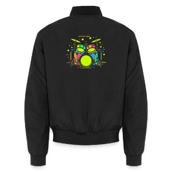 Drum Kit Comic - Unisex Bomberjacke - Schwarz - Hinten - AI Model Male 185 light (185cm)