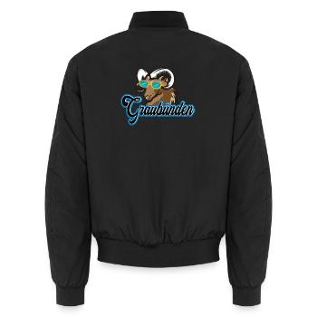 Graubünden Steinbock Stil - Unisex Bomberjacke - Schwarz - Hinten - AI Model Male 185 light (185cm)