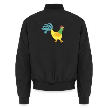 Hahn Muster bunt Ostern Bauer Tierliebe farbenfroh - Unisex Bomberjacke - Schwarz - Hinten - AI Model Male 185 light (185cm)