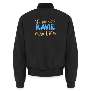 Ce soir c'est ravie au lit humour blague mariage - Bomber unisexe - noir - Dos - AI Model Male 185 light (185cm)