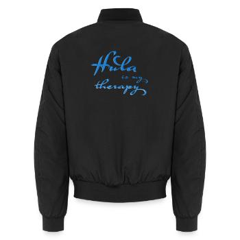 Hula is my therapy - Unisex Bomber Jacket - black - Back - AI Model Male 185 light (185cm)