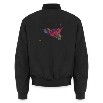 Sicile t-shirt carte nuage de mots t-shirt - Bomber unisexe - noir - Dos - AI Model Male 185 light (185cm)