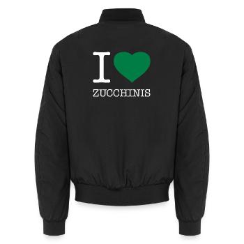 I LOVE ZUCCHINIS - Unisex Bomberjacke - Schwarz - Hinten - AI Model Male 185 light (185cm)