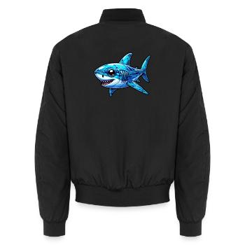 Shark - Unisex Bomber Jacket - black - Back - AI Model Male 185 light (185cm)