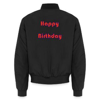 ALLES GUTE ZUM GEBURTSTAG. ALLES GUTE ZUM GEBURTSTAG. JAHRESTAG. - Unisex Bomberjacke - Schwarz - Hinten - AI Model Male 185 light (185cm)