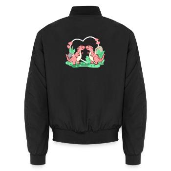 Dinosaurier T-Rex Valentinstag - Unisex Bomberjacke - Schwarz - Hinten - AI Model Male 185 light (185cm)