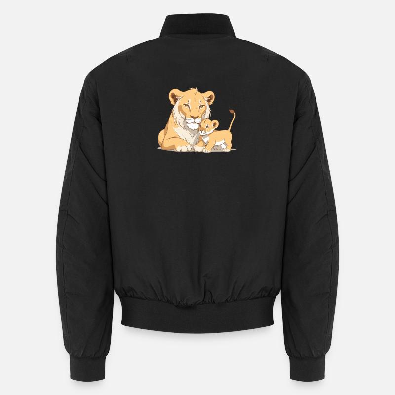 Löwenmama mit Kind - Unisex Bomberjacke - Schwarz