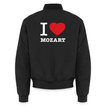 I LOVE MOZART - Unisex Bomber Jacket - black - Back - AI Model Male 185 light (185cm)