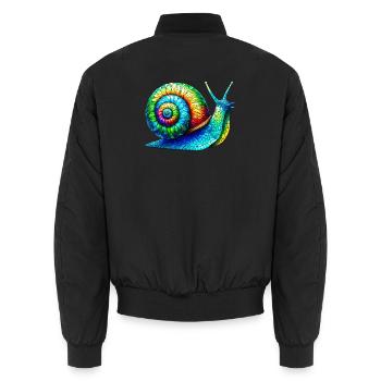 Snail - Unisex Bomber Jacket - black - Back - AI Model Male 185 light (185cm)