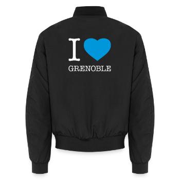 I LOVE GRENOBLE - Unisex Bomber Jacket - black - Back - AI Model Male 185 light (185cm)