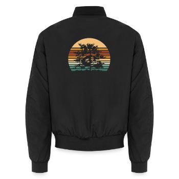 Wald Illustration mit Retrofarben vintage Baum - Unisex Bomberjacke - Schwarz - Hinten - AI Model Male 185 light (185cm)