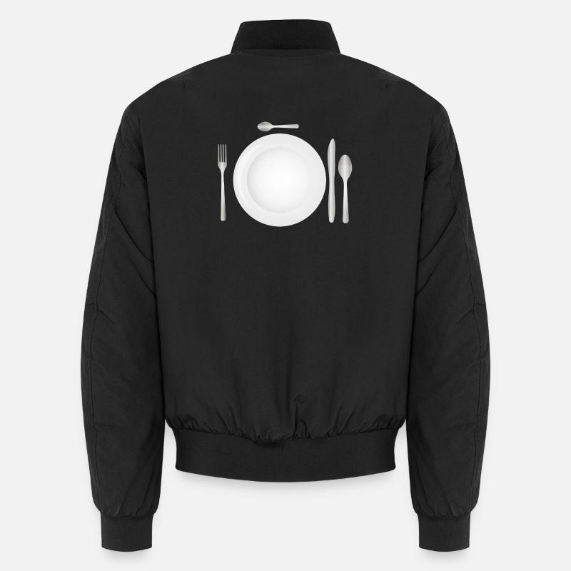 Tischgedeck mit leerem Teller & Besteck - Unisex Bomberjacke - Schwarz