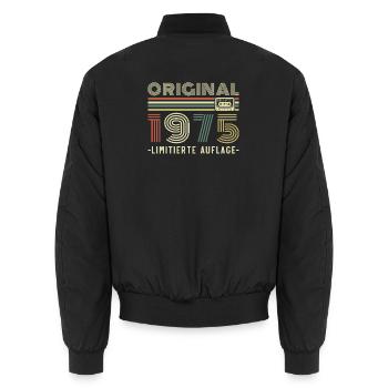 Original 1975 Vintage Vintage Birthday Retro - Unisex Bomber Jacket - black - Back - AI Model Male 185 light (185cm)