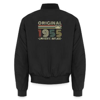 Original 1955 Vintage Retro-Geburtstagsgeschenk - Unisex Bomberjacke - Schwarz - Hinten - AI Model Male 185 light (185cm)