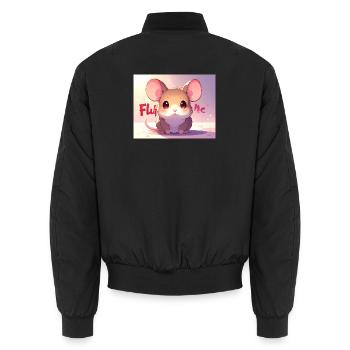 Mouse Fluff me - Unisex Bomber Jacket - black - Back - AI Model Male 185 light (185cm)