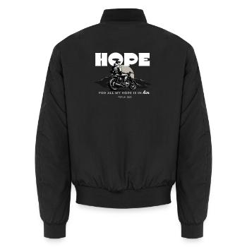 Hope For All My Hope Is In Him Psalm 62 5 Motorrad - Unisex Bomberjacke - Schwarz - Hinten - AI Model Male 185 light (185cm)
