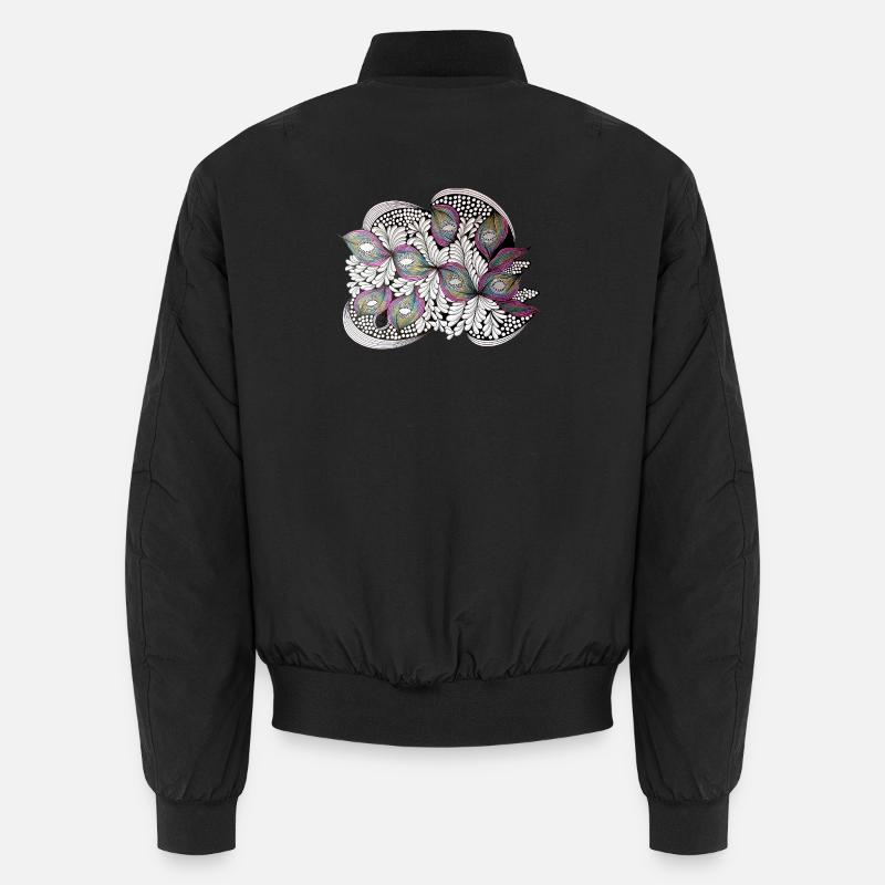 Pfauenfeder Doodle Muster Unisex Bomberjacke