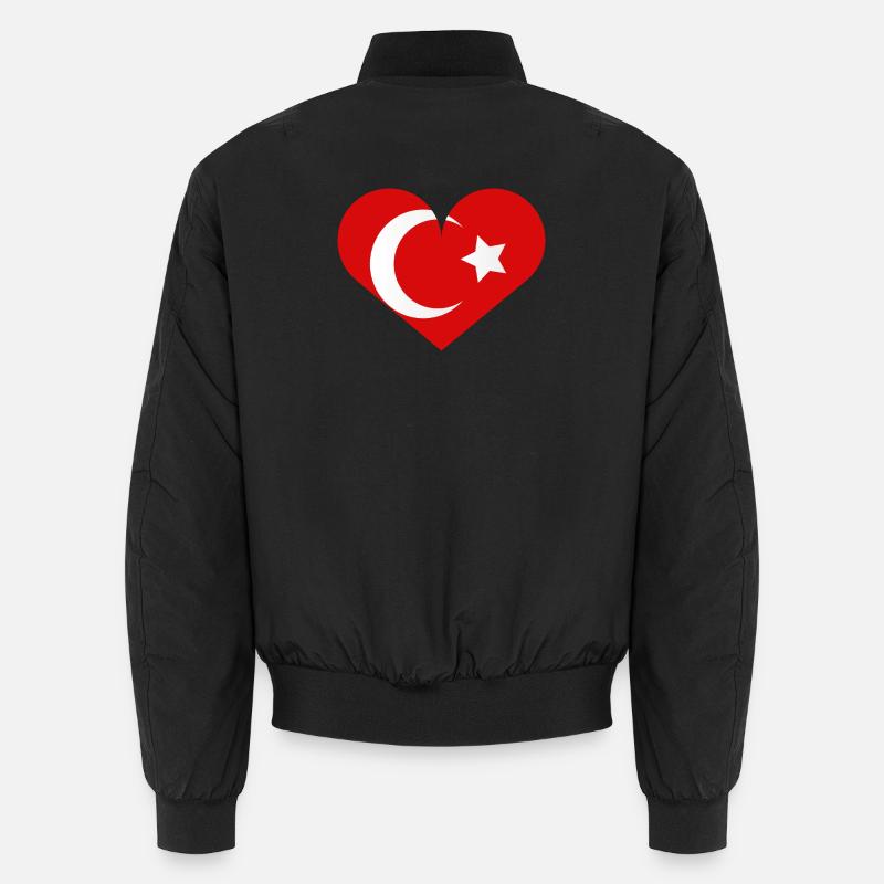 Heart-shaped Turkish flag Unisex Bomber Jacket