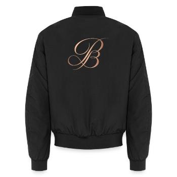 P&B, le logo de la marque Paresseux & Bougon - Bomber unisexe - noir - Dos - AI Model Male 185 light (185cm)