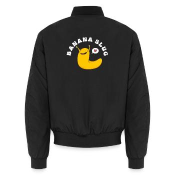 banana snail - Unisex Bomber Jacket - black - Back - AI Model Male 185 light (185cm)