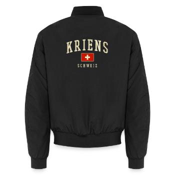 Kriens Switzerland design with flag - Unisex Bomber Jacket - black - Back - AI Model Male 185 light (185cm)