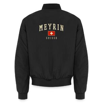 Meyrin Suisse Logo Vintage - Bomber unisexe - noir - Dos - AI Model Male 185 light (185cm)